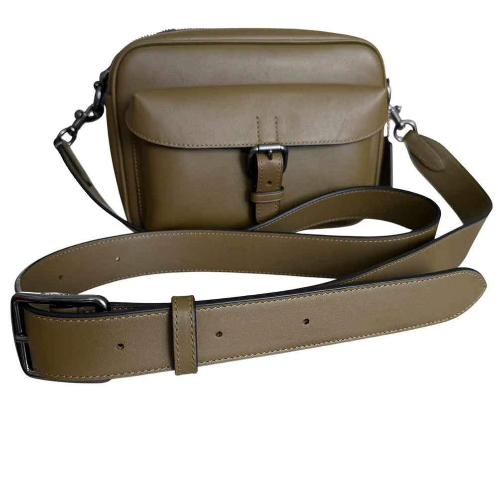 Coach Olive Green Glovetanned Leather Crossbody Bag Gunmetal Hardware